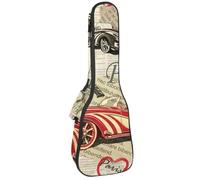 VAPOKF Custodia per ukulele, custodia per ukulele soprano tenore concerto 58 cm spessore 10 mm morbido imbottito cinghie regolabili Gig Bag, Torre Parigi auto bicicletta rosa, Multi,