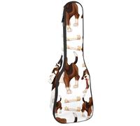 VAPOKF Custodia per ukulele, custodia per ukulele soprano tenore concerto 58 cm spessore 10 mm morbida imbottita cinghie regolabili borsa da concerto con simpatico cane beagle e ossa, Multi,