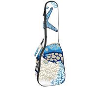 VAPOKF Custodia per ukulele, custodia per ukulele soprano tenore concerto 58 cm spessore 10 mm morbida imbottita cinghie regolabili, borsa da concerto tropicale corallo pesce stella marina, Multi,