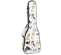 VAPOKF Custodia per ukulele, custodia per ukulele soprano tenore concerto 58 cm spessore 10 mm morbida imbottita cinghie regolabili Gig Bag, I Love Dogs and Bones, Multi, 25.9x9x3.1in/66x23x8cm