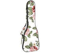 VAPOKF Custodia per ukulele, custodia per ukulele soprano tenore concerto 58 cm spessore 10 mm morbida imbottita cinghie regolabili Gig Bag, rosa rosso fioritura rose, Multi, 25.9x9x3.1in/66x23x8cm