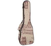 VAPOKF Custodia per ukulele, custodia per ukulele soprano tenore concerto 58 cm spessore 10 mm morbida imbottita tracolla regolabile Gig Bag, The River Seine Notre Dame, Multi, 25.9x9x3.1in/66x23x8cm