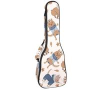 VAPOKF Custodia per ukulele, custodia per ukulele soprano tenore concerto 58 cm spessore 10 mm morbida imbottita cinghie regolabili borsa da concerto cane cartone animato in cappotto caldo, Multi,