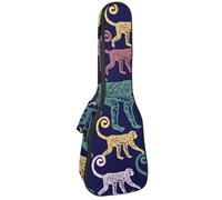 VAPOKF Custodia per ukulele, custodia per ukulele soprano tenore concerto 58 cm spessore 10 mm morbido imbottito cinghie regolabili Gig Bag, motivo scimmie della giungla colorato, Multi,
