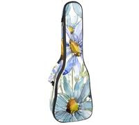 VAPOKF Custodia per ukulele, custodia per ukulele soprano tenore concerto 58 cm spessore 10 mm morbido imbottito cinghie regolabili borsa da concerto acquerello fiori selvatici margherita, Multi,