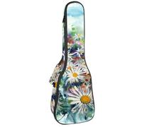 VAPOKF Custodia per ukulele, custodia per ukulele soprano tenore concerto 58 cm spessore 10 mm morbido imbottito cinghie regolabili borsa da concerto acquerello margherita, Multi,