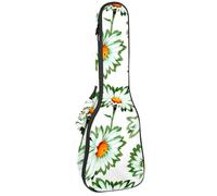 VAPOKF Custodia per ukulele, custodia per ukulele soprano tenore concerto 58 cm spessore 10 mm morbida imbottita cinghie regolabili borsa da concerto margherita bianca fiori selvatici, Multi,