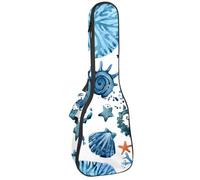 VAPOKF Custodia per ukulele, custodia per ukulele soprano tenore concerto 58 cm spessore 10 mm morbida imbottita cinghie regolabili borsa da concerto acquerello cavalluccio marino granchio conchiglia,