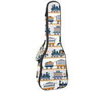 VAPOKF Custodia per ukulele, custodia per ukulele soprano tenore concerto 58 cm spessore 10 mm morbida imbottita tracolla regolabile borsa da concerto vintage treno su ferrovia, Multi,