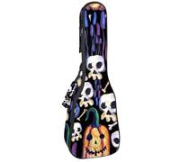 VAPOKF Custodia per ukulele, custodia per ukulele soprano tenore concerto 58 cm spessore 10 mm morbido imbottito cinghie regolabili borsa concerto divertente zucca teschio osso, Multi,