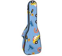VAPOKF Custodia per ukulele, custodia per ukulele soprano tenore concerto 58 cm spessore 10 mm morbida imbottita cinghie regolabili Gig Bag, taxi giallo con traffico cittadino, Multi,