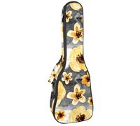 VAPOKF Custodia per ukulele, custodia per ukulele soprano tenore concerto 58 cm spessore 10 mm morbida imbottita tracolla regolabile borsa da concerto giallo margherita su striscia, Multi,