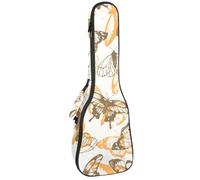 VAPOKF Custodia per ukulele, custodia per ukulele soprano tenore concerto 58 cm spessore 10 mm morbido imbottito cinghie regolabili borsa da concerto acquerello farfalle falene insetti, Multi,