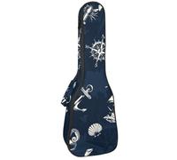 VAPOKF Custodia per ukulele, custodia per ukulele soprano tenore concerto 58 cm spessore 10 mm morbida imbottita cinghie regolabili borsa da concerto nautico nave ancora ruota polpo conchiglia, Multi,