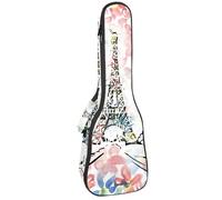 VAPOKF Custodia per ukulele, custodia per ukulele soprano tenore concerto 58 cm spessore 10 mm morbida imbottita cinghie regolabili Gig Bag, Torre di Parigi in acquerello fiore, Multi,