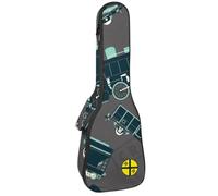 VAPOKF Custodia per ukulele, custodia per ukulele soprano tenore concerto 58 cm spessore 10 mm morbida imbottita cinghie regolabili borsa da concerto treno retrò, Multi, 25.9x9x3.1in/66x23x8cm