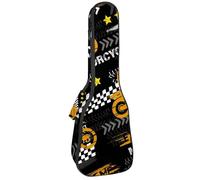 VAPOKF Custodia per ukulele, custodia per ukulele soprano tenore concerto 58 cm spessore 10 mm morbida imbottita cinghie regolabili, borsa da concerto grunge moto e tracciamento pneumatici, Multi,