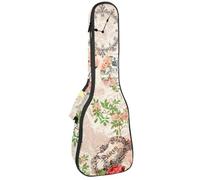 VAPOKF Custodia per ukulele, custodia per ukulele soprano tenore concerto 58 cm spessore 10 mm morbida imbottita cinghie regolabili, orologio digitale su sfondo rosa vintage Parigi, Multi,