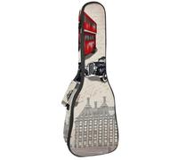 VAPOKF Custodia per ukulele, custodia per ukulele soprano tenore concerto 58 cm spessore 10 mm morbida imbottita cinghie regolabili, poster di Londra con autobus rosso Big Ben, Multi,