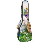VAPOKF Custodia per ukulele, custodia per ukulele soprano tenore concerto 58 cm spessore 10 mm morbido imbottito cinghie regolabili borsa da concerto acquerello coniglietto pasquale e polli, Multi,