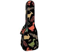 VAPOKF Custodia per ukulele, custodia per ukulele soprano tenore concerto 58 cm spessore 10 mm morbido imbottito cinghie regolabili borsa da concerto animali della fattoria anatra capra coniglio