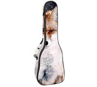 VAPOKF Custodia per ukulele, custodia per ukulele soprano tenore concerto 58 cm spessore 10 mm morbido imbottito cinghie regolabili Gig Bag, Snowy Beautiful Fox, Multi, 25.9x9x3.1in/66x23x8cm