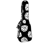 VAPOKF Custodia per ukulele, custodia per ukulele soprano tenore concerto 58 cm spessore 10 mm morbido imbottito cinghie regolabili Gig Bag, Game Dices modello su nero, Multi, 25.9x9x3.1in/66x23x8cm