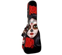 VAPOKF Custodia per ukulele, custodia per ukulele soprano tenore concerto 58 cm spessore 10 mm morbida imbottita cinghie regolabili Gig Bag, Dia De Los Muerto Skull Girl, Multi, 25.9x9x3.1in/66x23x8cm