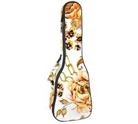 VAPOKF Custodia per ukulele, custodia per ukulele soprano tenore concerto 58 cm spessore 10 mm morbida imbottita tracolla regolabile, catena dorata rosa e stampa leopardata, Multi,
