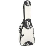 VAPOKF Custodia per ukulele, custodia per ukulele soprano tenore concerto 58 cm spessore 10 mm morbida imbottita cinghie regolabili Gig Bag, motivo disco musicale scarabocchio, Multi,