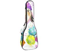 VAPOKF Custodia per ukulele, custodia per ukulele soprano tenore concerto 58 cm spessore 10 mm morbido imbottito cinghie regolabili borsa da concerto acquerello carlino cucciolo corgi cani, Multi,