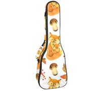VAPOKF Custodia per ukulele, custodia per ukulele soprano tenore concerto 58 cm spessore 10 mm morbida imbottita cinghie regolabili Gig Bag, Fox Mom and Baby Fall Leave, Multi, 25.9x9x3.1in/66x23x8cm
