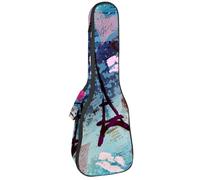 VAPOKF Custodia per ukulele, custodia per ukulele soprano tenore concerto 58 cm spessore 10 mm morbida imbottita cinghie regolabili, borsa vintage per album di ritagli con cuore bacio, Multi,