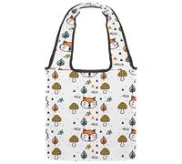 VAPOKF Cute Fox & Mashroon Canvas Tote Bags Donne Borse a Spalla Borsa Grande Riutilizzabile Borsa a Tracolla per Scuola Lavoro Ufficio Viaggi Shopping Casual
