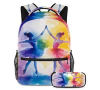VAPOKF Dacing - Set di zaini per la scuola con ballerina, per adolescenti, ragazze, ragazzi, bambini, zaino per studenti con astuccio per scuola primaria secondaria, Multi, Taglia unica, Set di zaini