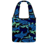 VAPOKF Danger Monster Sharks - Borsa a tracolla da donna, in tela, grande, riutilizzabile, per scuola, lavoro, ufficio, viaggi, shopping, stile casual