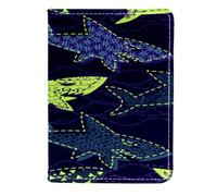 VAPOKF Danger Shark on The Deepsea Porta passaporto Portafoglio da viaggio in pelle custodia per carte di credito, 11,5 x 16,5 cm, Multi, 11.5x16.5cm/4.5x6.5 in, Vintage