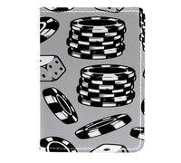 VAPOKF Dice and Stacks of Chips Porta passaporto Portafoglio da viaggio in pelle Custodia per carte di credito, 11,5 x 16,5 cm, Multi, 11.5x16.5cm/4.5x6.5 in, Vintage