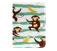 VAPOKF Divertente scimmia animale e banana porta passaporto viaggio portafoglio in pelle custodia per carte di credito, 11,5 x 16,5 cm, Multi, 11.5x16.5cm/4.5x6.5 in, Vintage