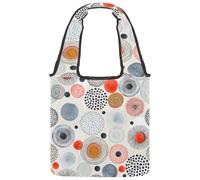 VAPOKF Doodle Circles Pattern Round Colorful Canvas Tote Bags Donne Borse a Spalla Borsa Grande Riutilizzabile Borsa a Tracolla per Scuola Lavoro Ufficio Viaggi Shopping Casual