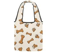 VAPOKF Doodle Dog Bones and Paw Canvas Tote Bags Women Shoulder Bags Large Reusable Carry Bag Borsa a tracolla per scuola, lavoro, ufficio, viaggi, shopping, casual