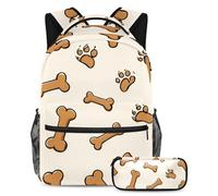 VAPOKF Doodle Dog Bones and Paw School Bag Set per adolescenti, ragazze, ragazzi, bambini, zaino per studenti con astuccio per scuola primaria secondaria