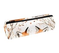 VAPOKF Due Foxes - Astuccio in pelle per penne, matite, monete, cosmetici, cosmetici, cancelleria per studenti, scuola, ufficio