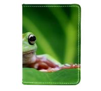 VAPOKF Dumpy Tree Frog on Leave porta passaporto portafoglio da viaggio in pelle custodia per carte di credito, 11,5 x 16,5 cm, Multi, 11.5x16.5cm/4.5x6.5 in, Vintage