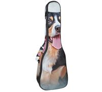 VAPOKF Entlebucher - Custodia per ukulele soprano tenore concerto 58 cm, spessore 10 mm, morbida imbottitura con cinghie regolabili, ritratto di cane da montagna Entlebucher, Multi,