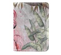 VAPOKF Fenicottero in foglie tropicali Fens porta passaporto portafoglio da viaggio in pelle custodia per carte di credito, 11,5 x 16,5 cm, Multi, 11.5x16.5cm/4.5x6.5 in, Vintage