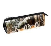 VAPOKF Foxes on Cold Forest - Astuccio per cancelleria, matite, cosmetici, borsa compatta con cerniera