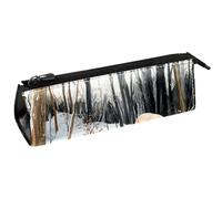 VAPOKF Foxes on Cold Snow Forest - Astuccio per cancelleria, matite, cosmetici, borsa compatta con cerniera