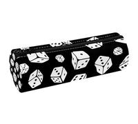 VAPOKF Game Dices Pattern on Black Leather Barrel Pen Pencil Case Coin Purse Cosmetic Makeup Bag per Studenti Cancelleria Scuola Ufficio Storage, Multi, 20x6.3cm/7.9x2.5in, Astuccio per matite