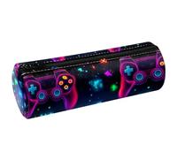 VAPOKF Gamepad luminosi Joystick da gioco in pelle PU barile penna astuccio portamonete borsa cosmetica borsa per il trucco per studenti cancelleria scuola lavoro ufficio archiviazione, Multi,